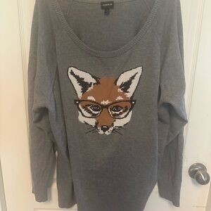 Torrid Gray Knit Fox Sweater